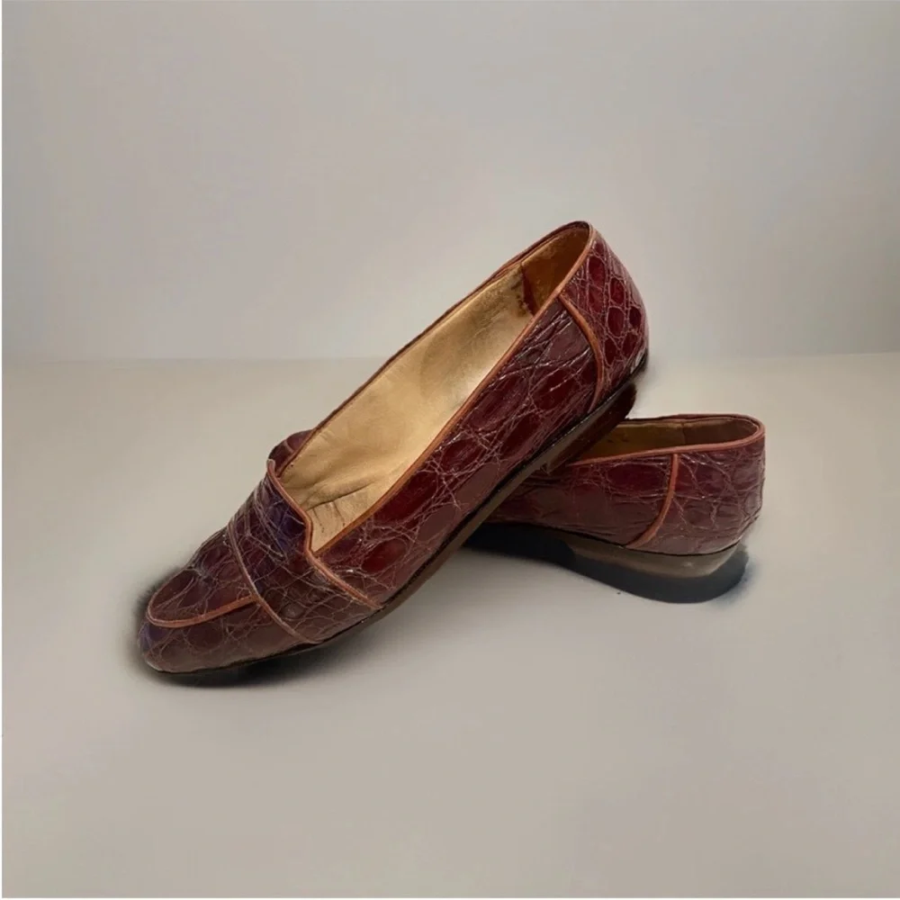 Cole Haan Vintage Genuine Alligator Brown Women's Loafers - 8M - Made in Italy